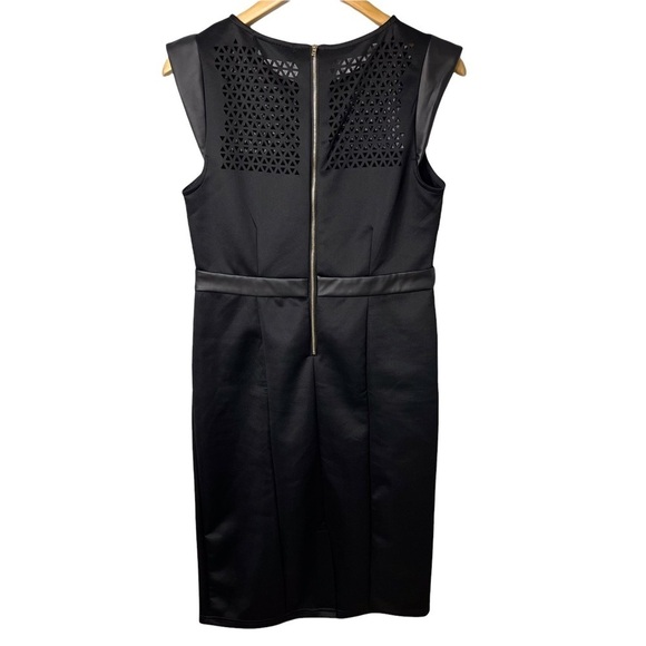 Wyatt Sheath Dress Perforated Black Faux Leather Cap Sleeve Size Large - Picture 5 of 9